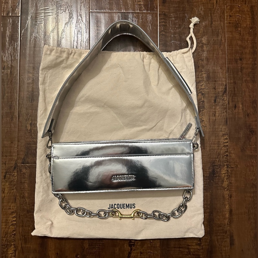 Jacquemus Le Ciuciu Metallic Silver Leather Shoulder Bag